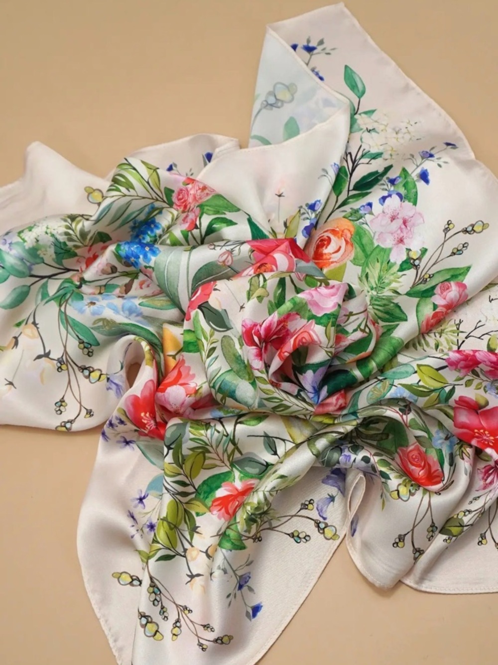 White Floral Print Scarf - Picture 4 of 5